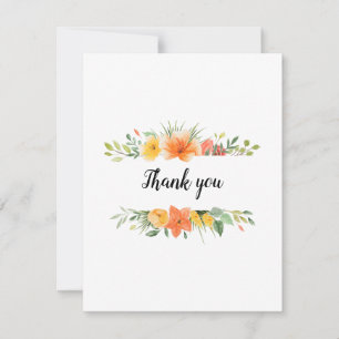 Tarjeta plana en blanco o agradecimiento floral bo