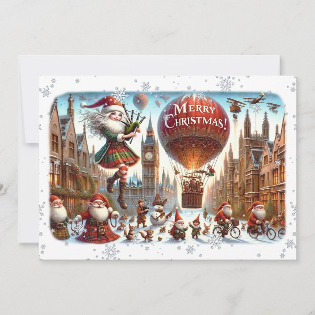Tarjeta plana Feliz Navidad 020(ElfSanta) (Anverso)