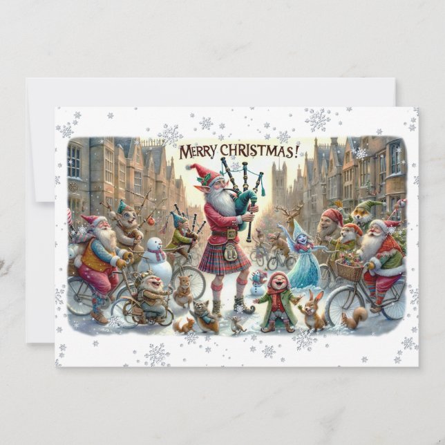 Tarjeta plana Feliz Navidad 025 (ElfSanta) (Anverso)