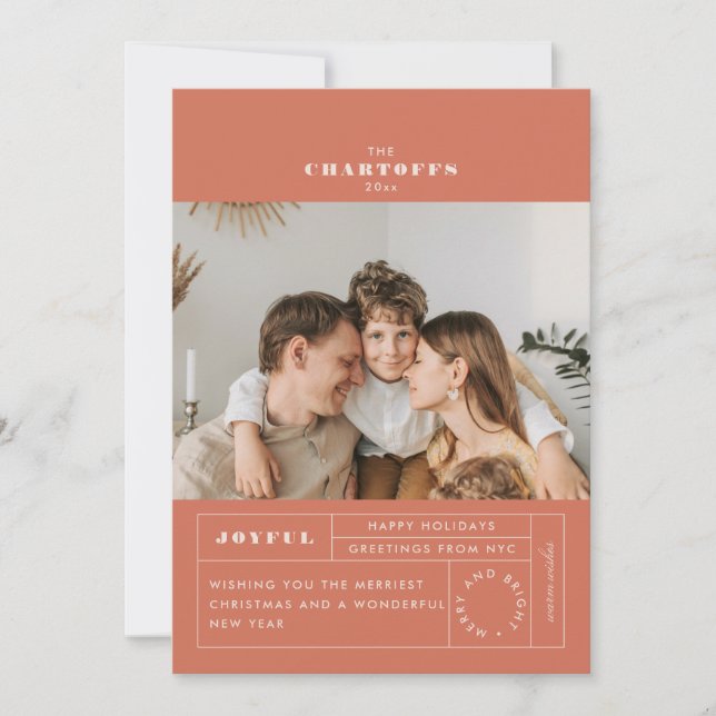 Tarjeta plana festiva de vacaciones (Anverso)