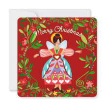 Tarjeta plana festiva moderna de ángel folk para l