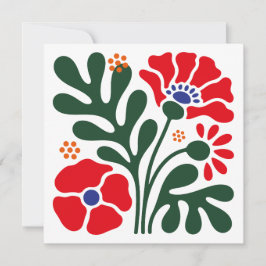 Tarjeta plana floral abstracta en negrita con moti