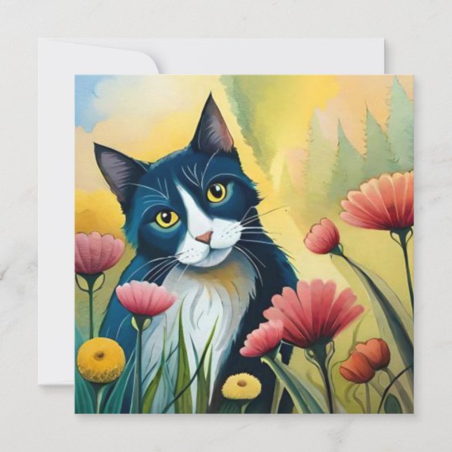 Tarjeta plana FLoral cat (Anverso)