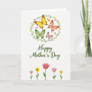 Tarjeta plana floral de feliz día de la madre