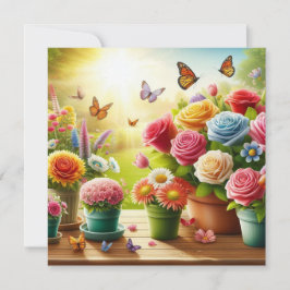 Tarjeta plana floral de flor encantada