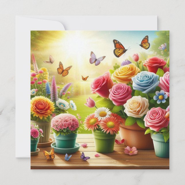 Tarjeta plana floral de flor encantada (Anverso)