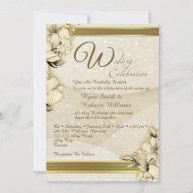 Tarjeta plana floral dorada