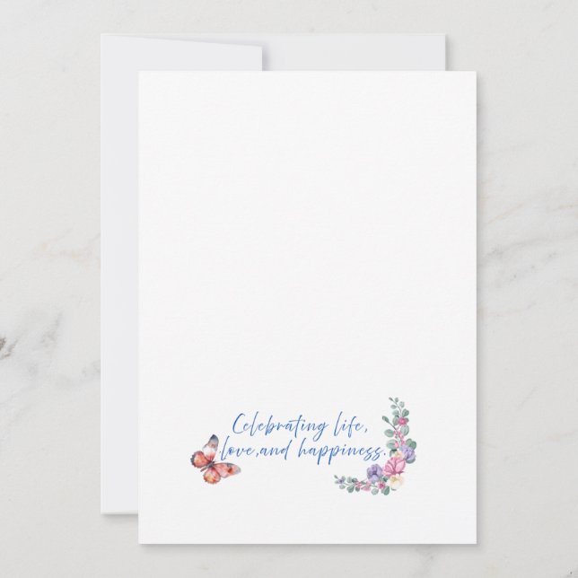 Tarjeta plana Floral Heart Happy Birthday (Reverso)