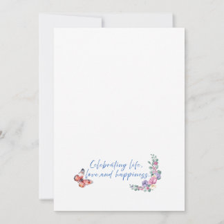 Tarjeta plana Floral Heart Happy Birthday