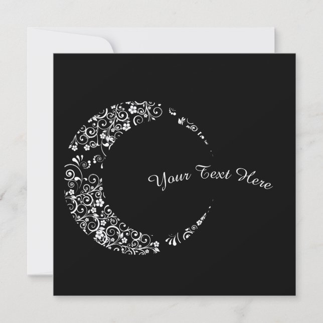 Tarjeta plana floral personalizada Crescent Moon (Anverso)
