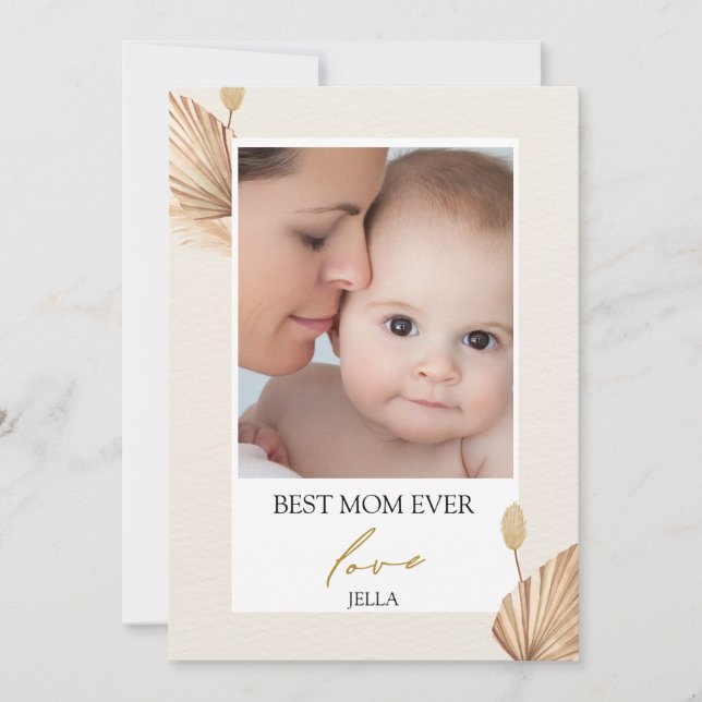 Tarjeta plana floral personalizada Photo Mother's  (Anverso)