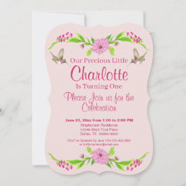 Tarjeta plana floral rosa y verde nostálgica