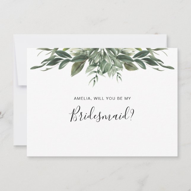 Tarjeta plana Foliage Leaf Bridesmaid (Anverso)