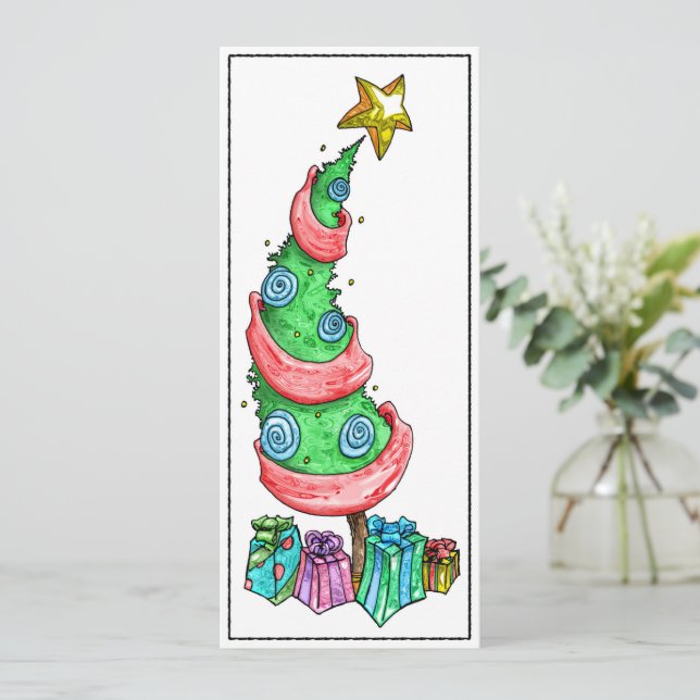 Tarjeta plana Funky Tree (Anverso de pie)