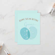 Tarjeta plana Gemini de cumpleaños de Zodiac