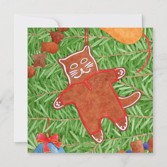 Tarjeta plana GINGERBREAD KITTY Square (Anverso)