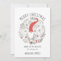 Tarjeta plana Gnome For Holidays Elf Navidades