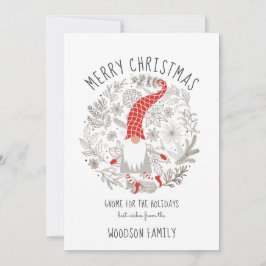 Tarjeta plana Gnome For Holidays Elf Navidades