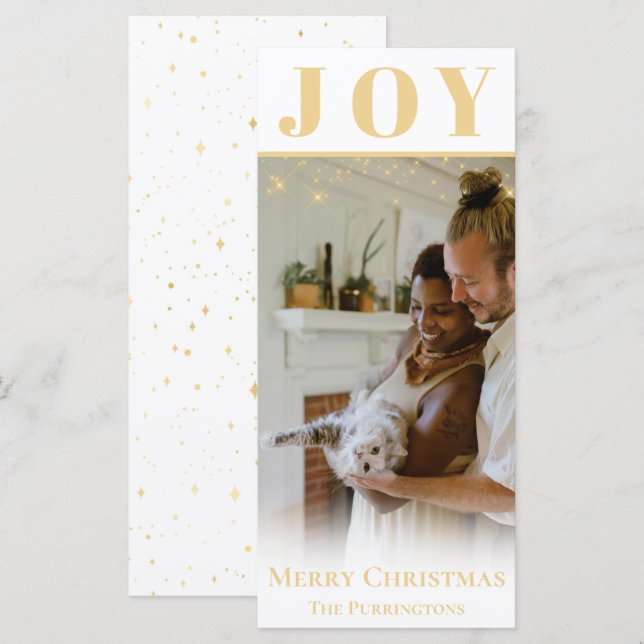 Tarjeta plana Gold Joy Navidades Holiday Season (Anverso / Reverso)