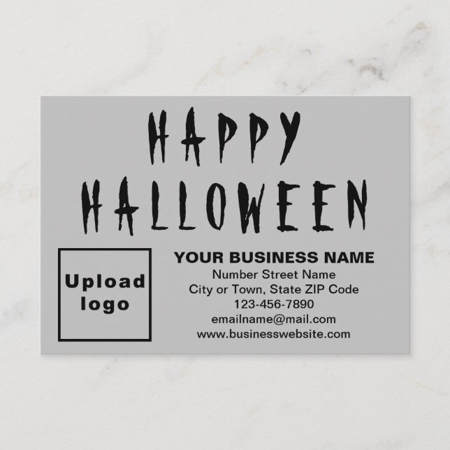 Tarjeta plana gris pequeña Halloween de negocios (Anverso)