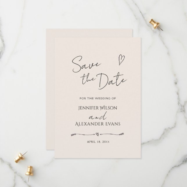 Tarjeta plana Guardar la fecha para un boda. (Anverso/Reverso In Situ)