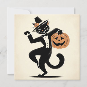 Tarjeta plana Halloween Witcheen Black and Pumpkin