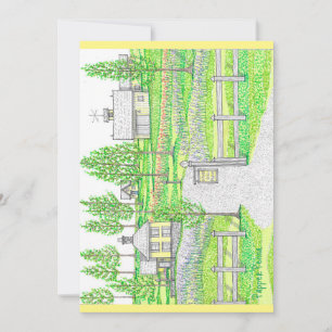 Tarjeta plana Hand Drawn Sunny Hill Farm