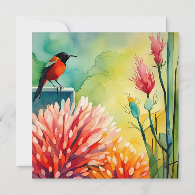 Tarjeta plana Hummingbird Garden (Anverso)