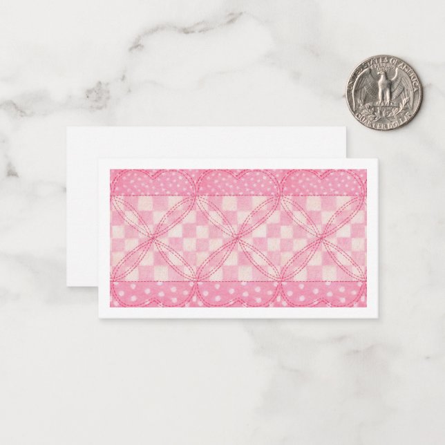 Tarjeta plana II PINK HEART QUILT 3.5x2 (Anverso/Reverso In Situ)