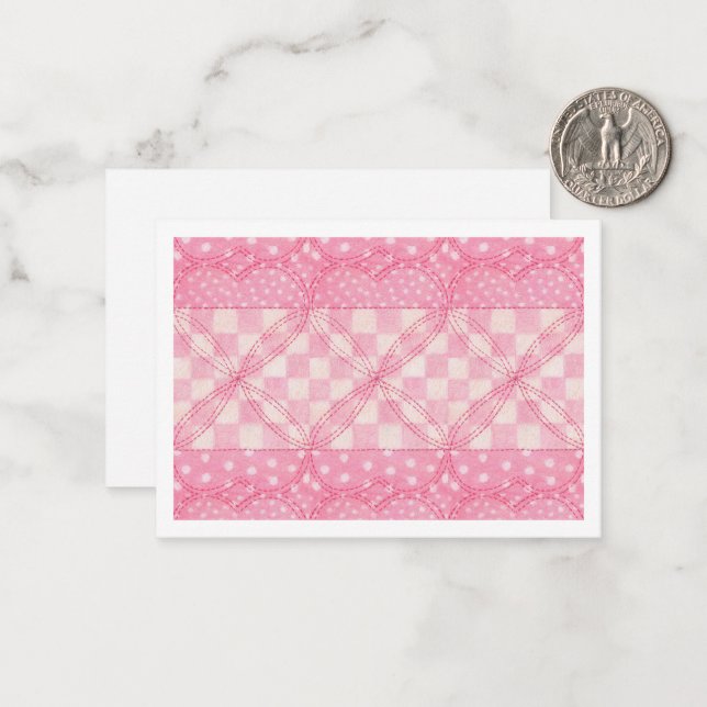 Tarjeta plana II PINK HEART QUILT 3.5x2.5 (Anverso/Reverso In Situ)