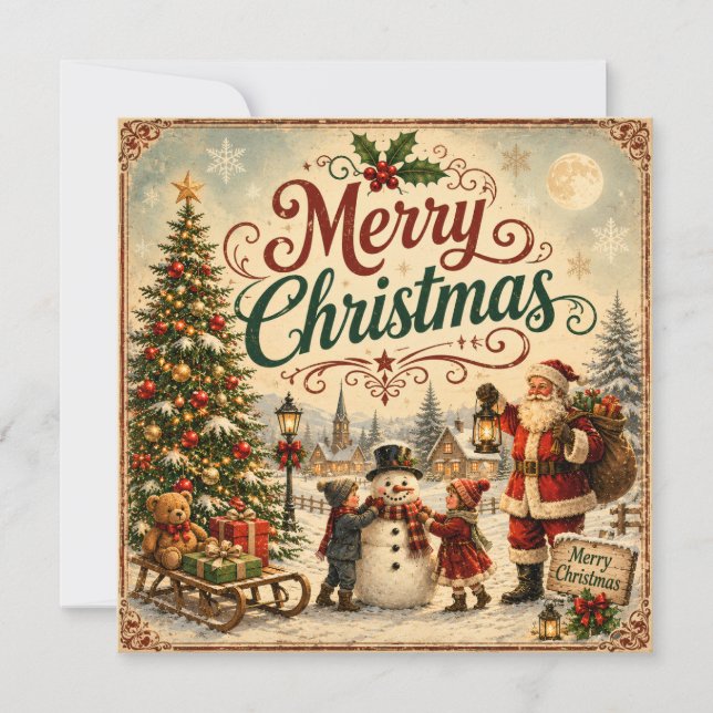 tarjeta plana infantil vintage (Anverso)