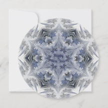 Tarjeta plana Kaleidoscope Snowflake Happy Año Nue