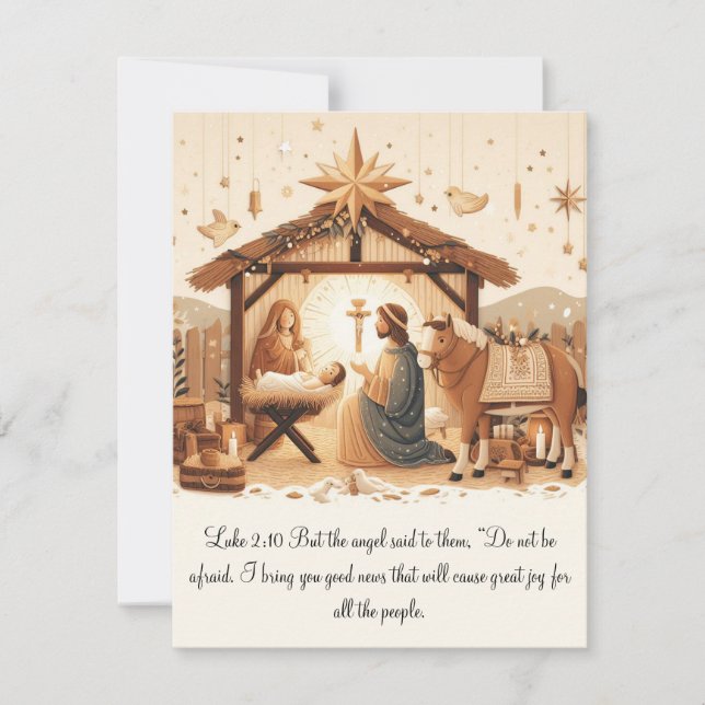 Tarjeta plana Luke 2 Manger Scene Flat (Escribir l (Anverso)