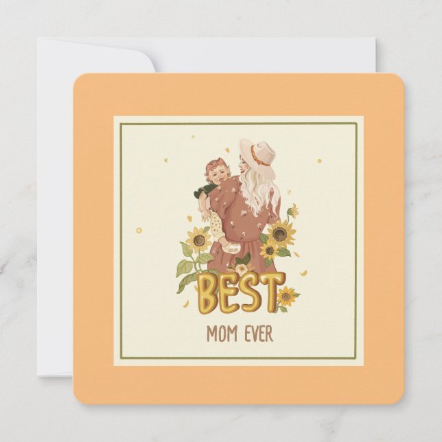 Tarjeta plana "Madre e hija en boho elegante" (Anverso)