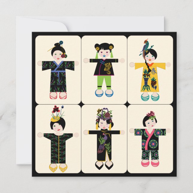 Tarjeta plana Mah Jongg Dolls (Anverso)