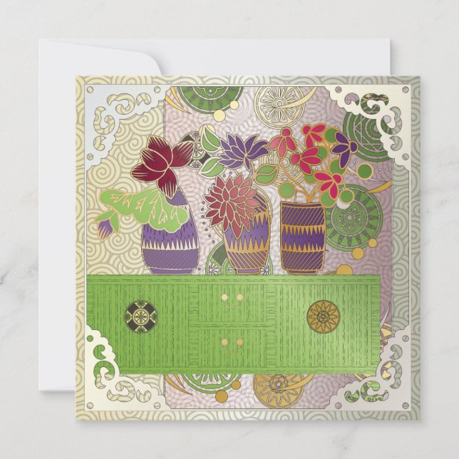 Tarjeta plana Mah Jongg Green Table (Anverso)