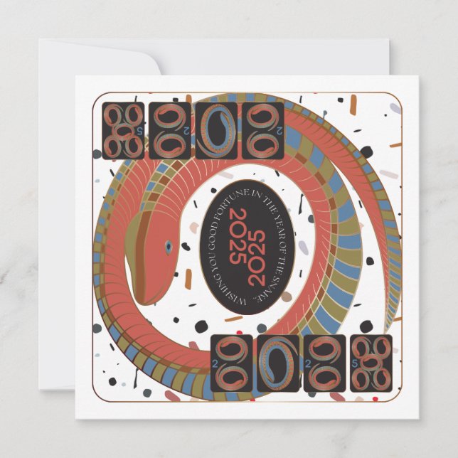 Tarjeta plana Mah Jongg Snake 2025 (Anverso)