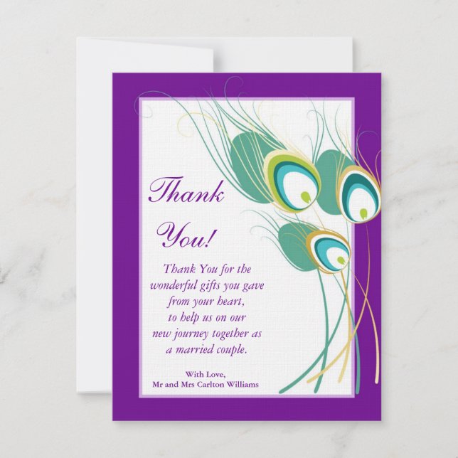 Tarjeta plana moderna de agradecimiento para boda  (Anverso)