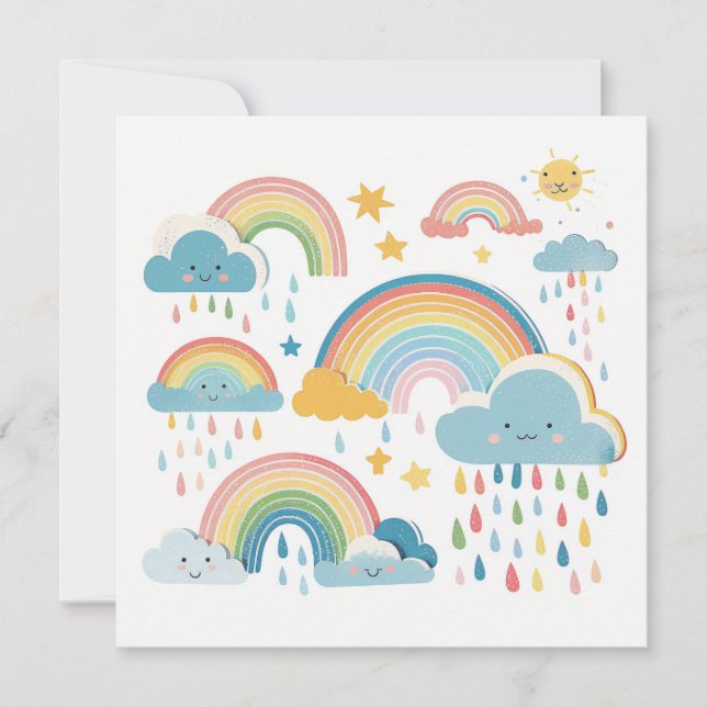 Tarjeta plana moderna de colección de arcoiris de  (Anverso)