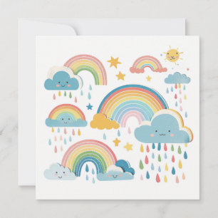 Tarjeta plana moderna de colección de arcoiris de