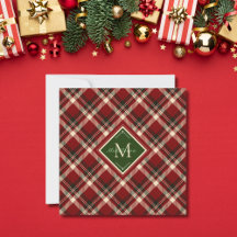 Tarjeta plana monográfica roja para Navidades ruso