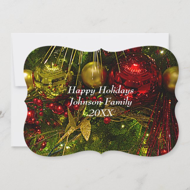 Tarjeta plana navideña navideña roja y dorada (Anverso)