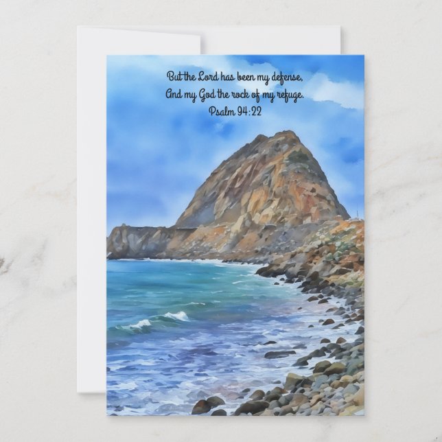 Tarjeta plana Ocean Rock Mountain Bible Verse Fait (Anverso)