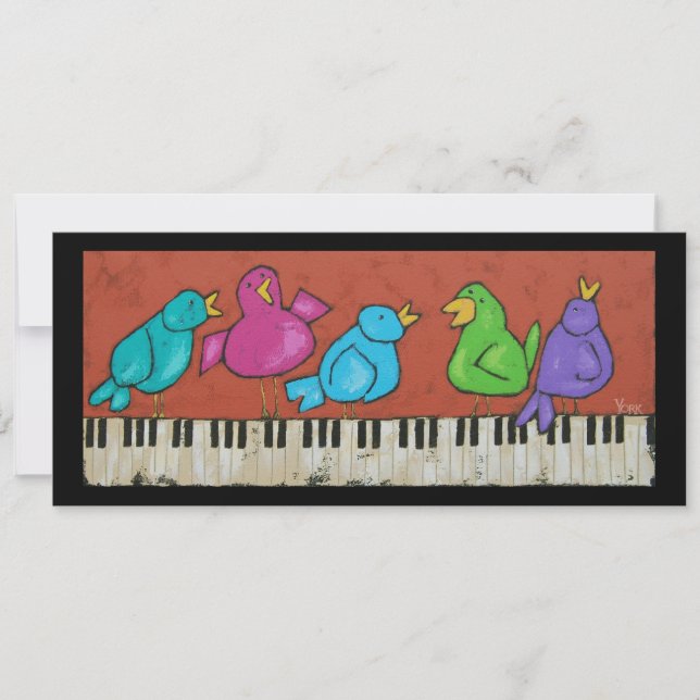 Tarjeta plana Pájaros de piano (Anverso)
