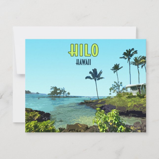 Tarjeta plana panorámica Hilo Big Island Hawaii Be (Anverso)