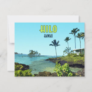 Tarjeta plana panorámica Hilo Big Island Hawaii Be