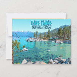 Tarjeta plana panorámica Lake Tahoe California Nev