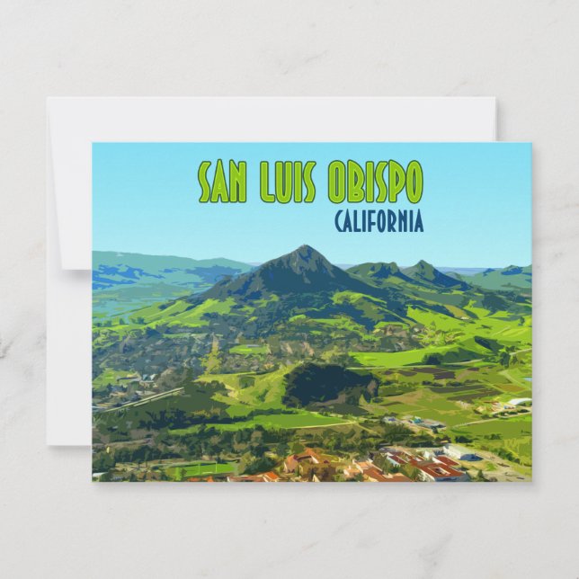 Tarjeta plana panorámica San Luis Obispo Californi (Anverso)