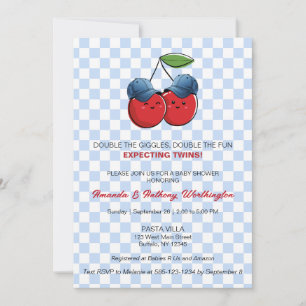Tarjeta plana para baby shower de gemelos