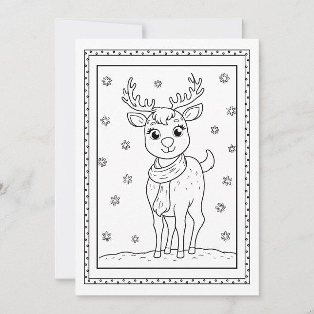 Tarjeta plana para colorear de Navidad para niños (Anverso)